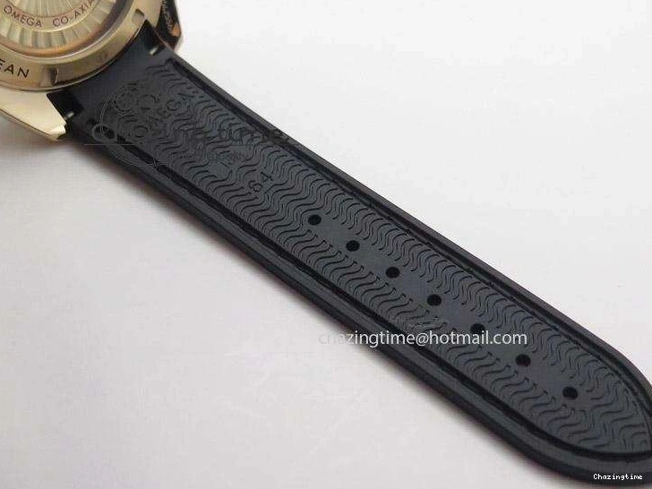 0522 Planet Ocean Professional Rose Gold Liquid Metal V6F 42mm On Black Rubber Strap A Vibrant 8266